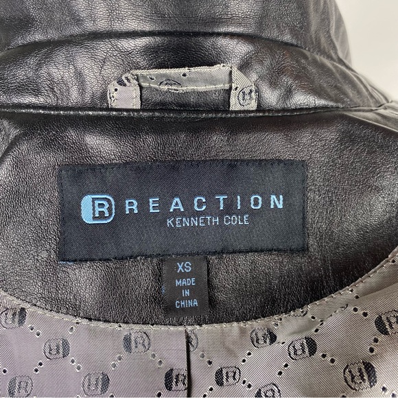 Kenneth Cole Reaction Genuine Quilted Black Leather Jacket Size Small - Picture 10 of 16